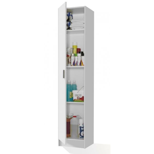VITA 1 Door 4 Shelf Utility Room Storage Cabinet in White