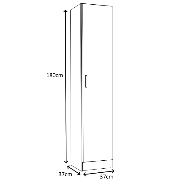 Vita 2 Door Kitchen Utility Room Cabinet in White 180cm x 73cm x 37cm 
