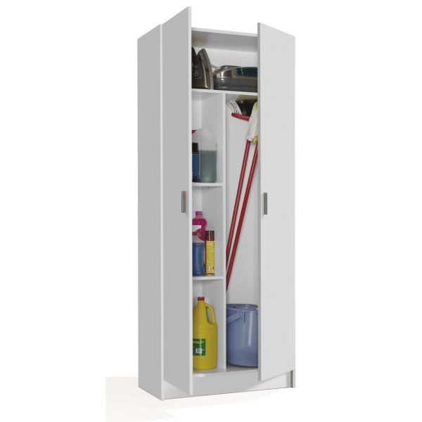 VITA 2 Door Broom Utility Room Storage Cabinet in White