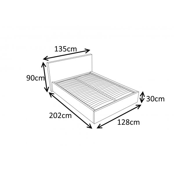 LUNA 4FT Small Double Faux Leather Ottoman Storage Bed in White