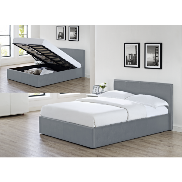 LUNA 3FT Single Faux Leather Ottoman Storage Bed in Grey