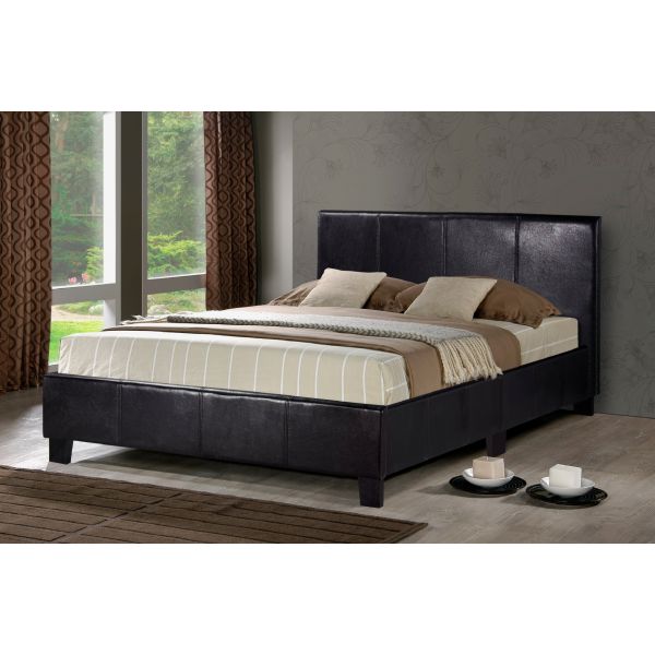 PABLO 4FT Small Double Faux Leather Bed in Black
