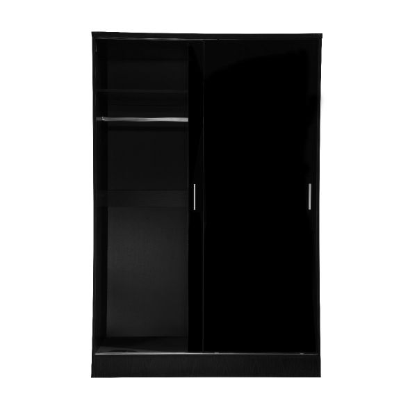 REFLECT XL 2 Door High Gloss Sliding Wardrobe in Black / Black Oak
