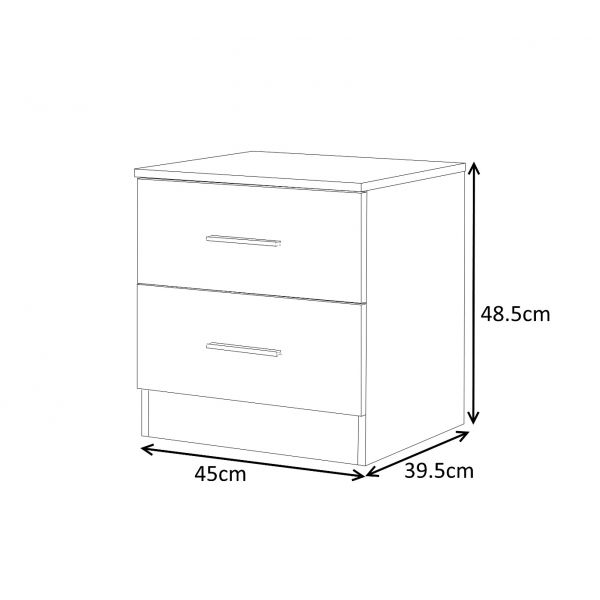 REFLECT 2 High Gloss Drawer Bedside Table in Cream / Walnut