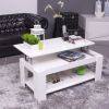 ANSEL Lift Up Coffee Table with Shelf in White