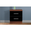 REFLECT 2 High Gloss Drawer Bedside Table in Black / Walnut
