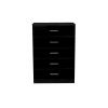 REFLECT 5 High Gloss Drawer Chest of Drawers in Black / Black Oak