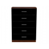REFLECT 5 High Gloss Drawer Chest of Drawers in Black / Walnut