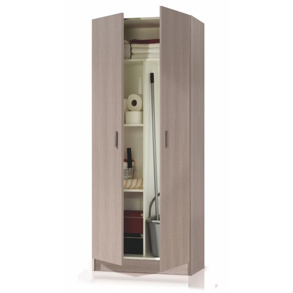 VITA 2 Door Broom Utility Room Storage Cabinet in Oak