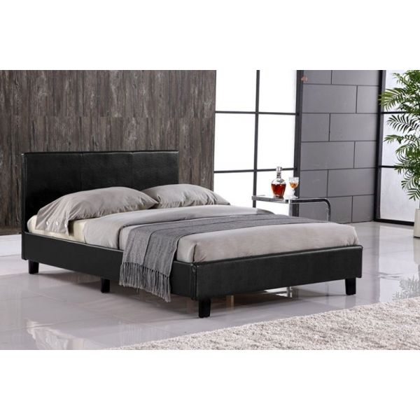 PABLO 4FT Small Double Faux Leather Bed in Black