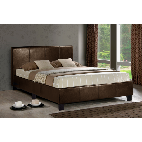 PABLO 4FT Small Double Faux Leather Bed in Brown