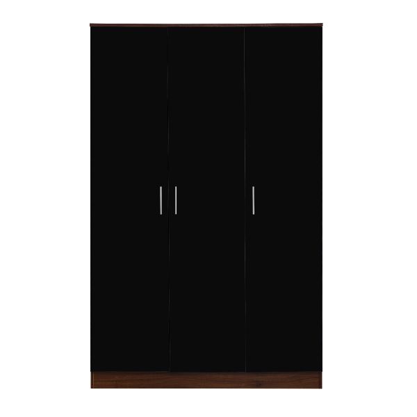 REFLECT 3 Door High Gloss Plain Wardrobe in Black / Walnut