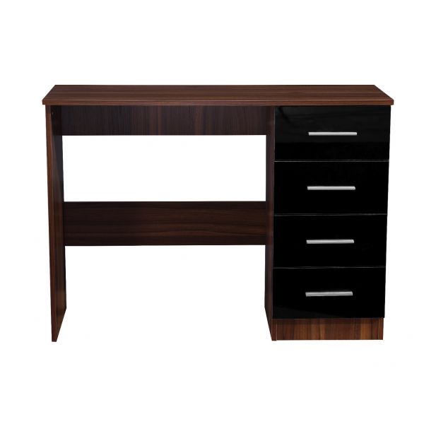 REFLECT 4 High Gloss Drawer Dressing Table in Black / Walnut