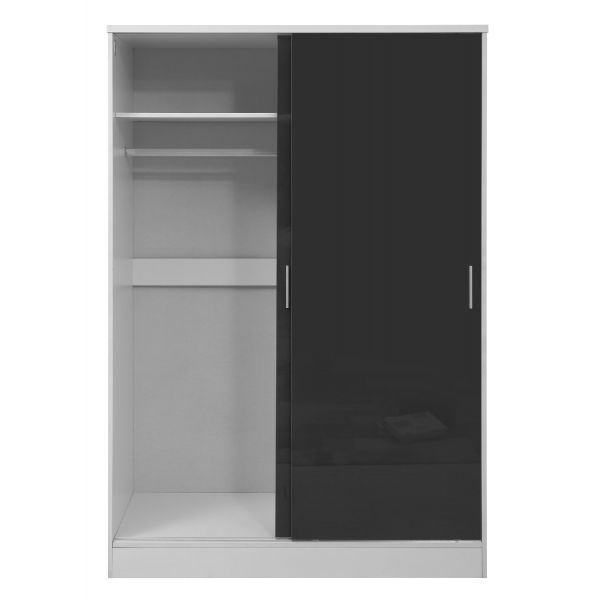 REFLECT XL 2 Door High Gloss Sliding Wardrobe in Grey / Matt White