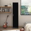 REFLECT 1 Door High Gloss Plain Wardrobe in Black / Black Oak